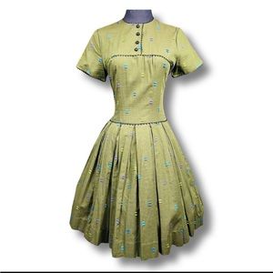 Vintage 1950s Embroidered Dress